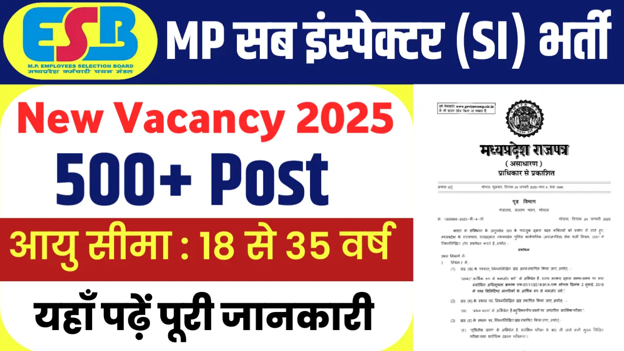 MP SI Vacancy 2025